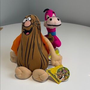 Vintage Hanna-Barbera Plush Toy Set Captain Caveman and Dino - Flintstones